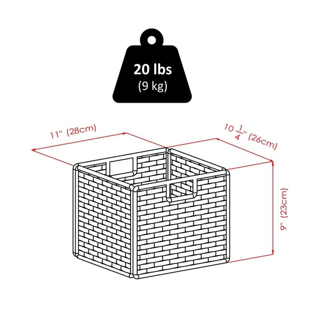 Winsome Wood Timothy 7-Pc 3x3 Storage Shelf with 6 Foldable Woven Baskets - Black and Chocolate - Image 3