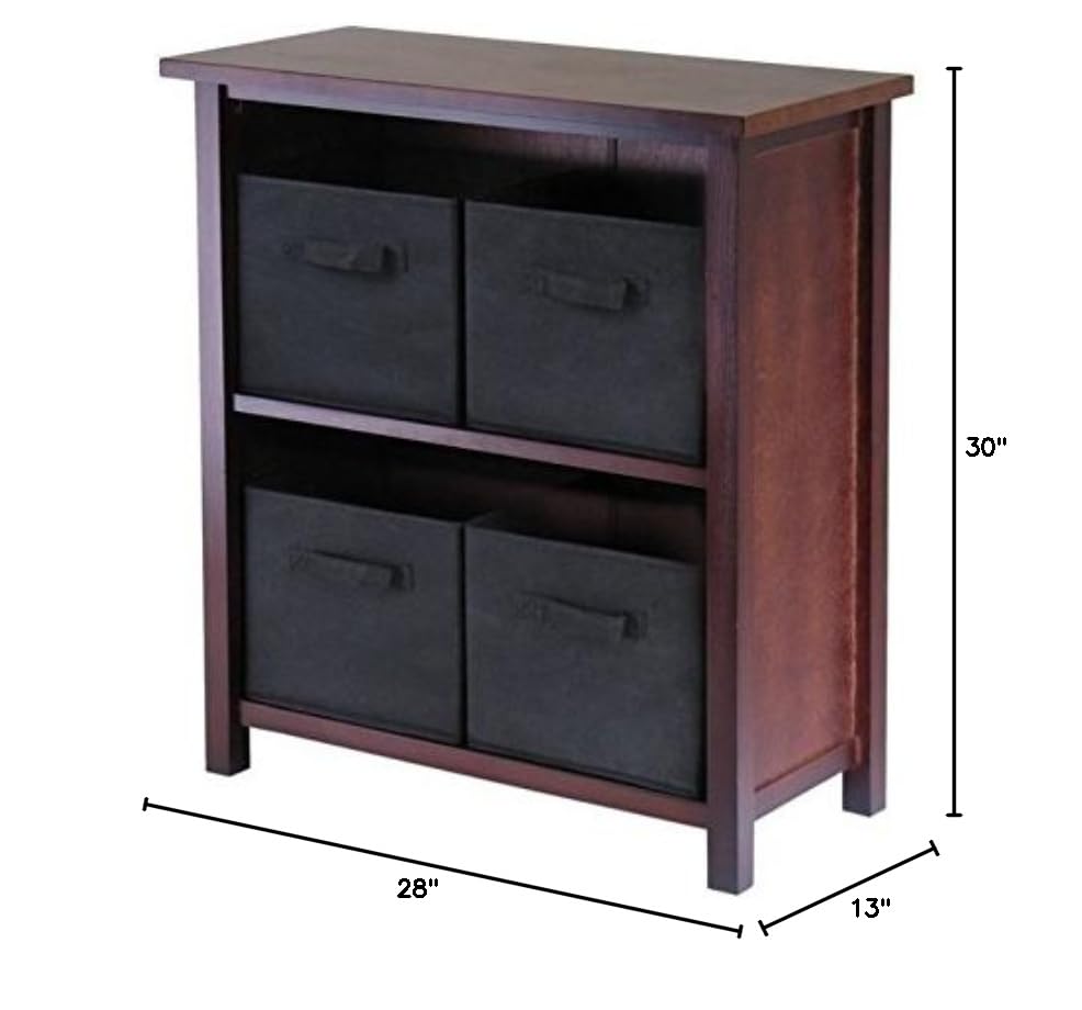Verona 2-Section M Storage Shelf with 4 Foldable Black Fabric Baskets - Image 3