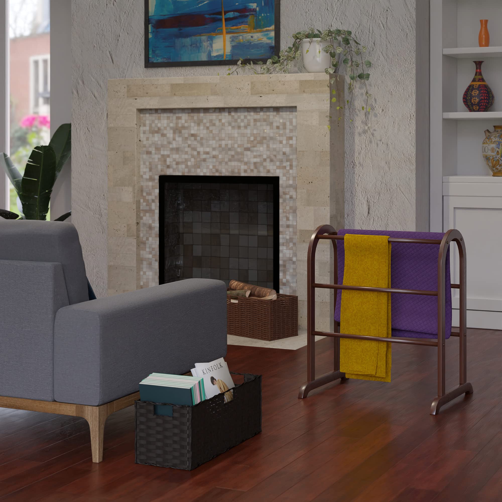 Winsome 94326 Wood Quilt Rack With 6 Rungs, Antique Walnut - Image 7