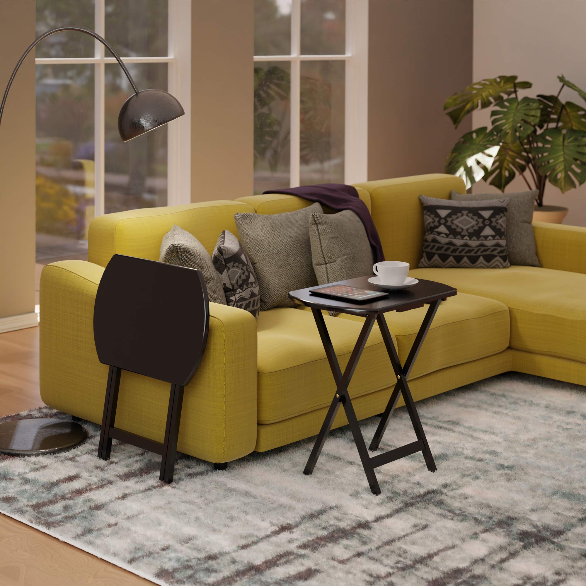 Winsome Corbett Set of 2 Oversized Foldable Snack Tables, Easy to Store Portable Fold Up Table Set for Kitchen, Living Room TV Dining, Crafts, Puzzles, Work From Home - Image 12