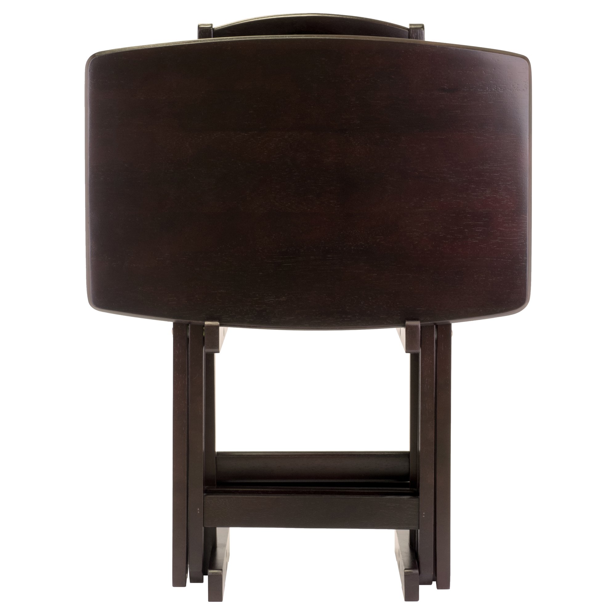 Winsome Dylan Set of 4 Oversized Foldable Snack Tables with Storage Rack, 26" in Espresso, Easy to Store Portable Fold Up Table Set for Kitchen, Living Room TV Dining, Crafts, Puzzles, Work From Home - Image 4