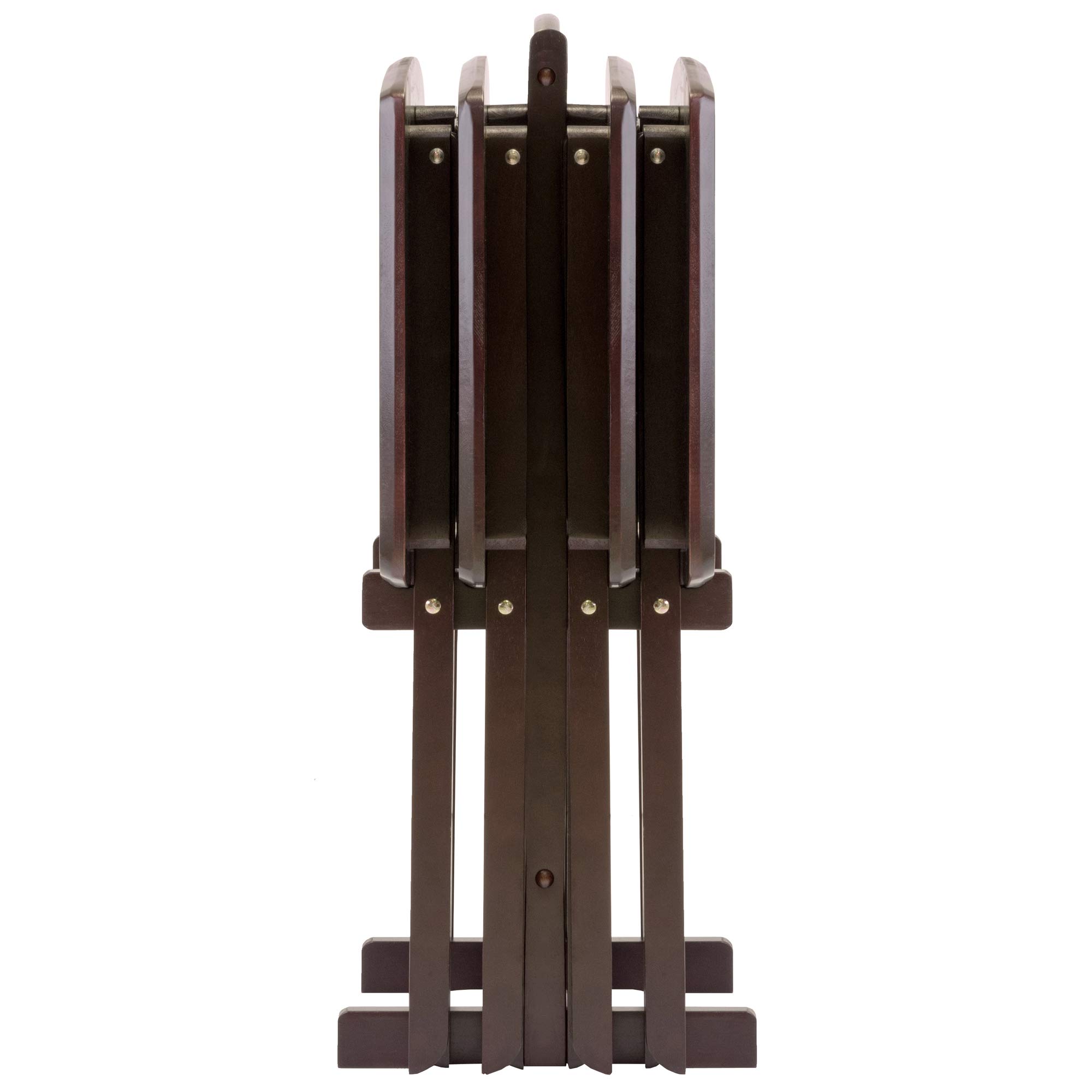 Winsome Dylan Set of 4 Oversized Foldable Snack Tables with Storage Rack, 26" in Espresso, Easy to Store Portable Fold Up Table Set for Kitchen, Living Room TV Dining, Crafts, Puzzles, Work From Home - Image 5