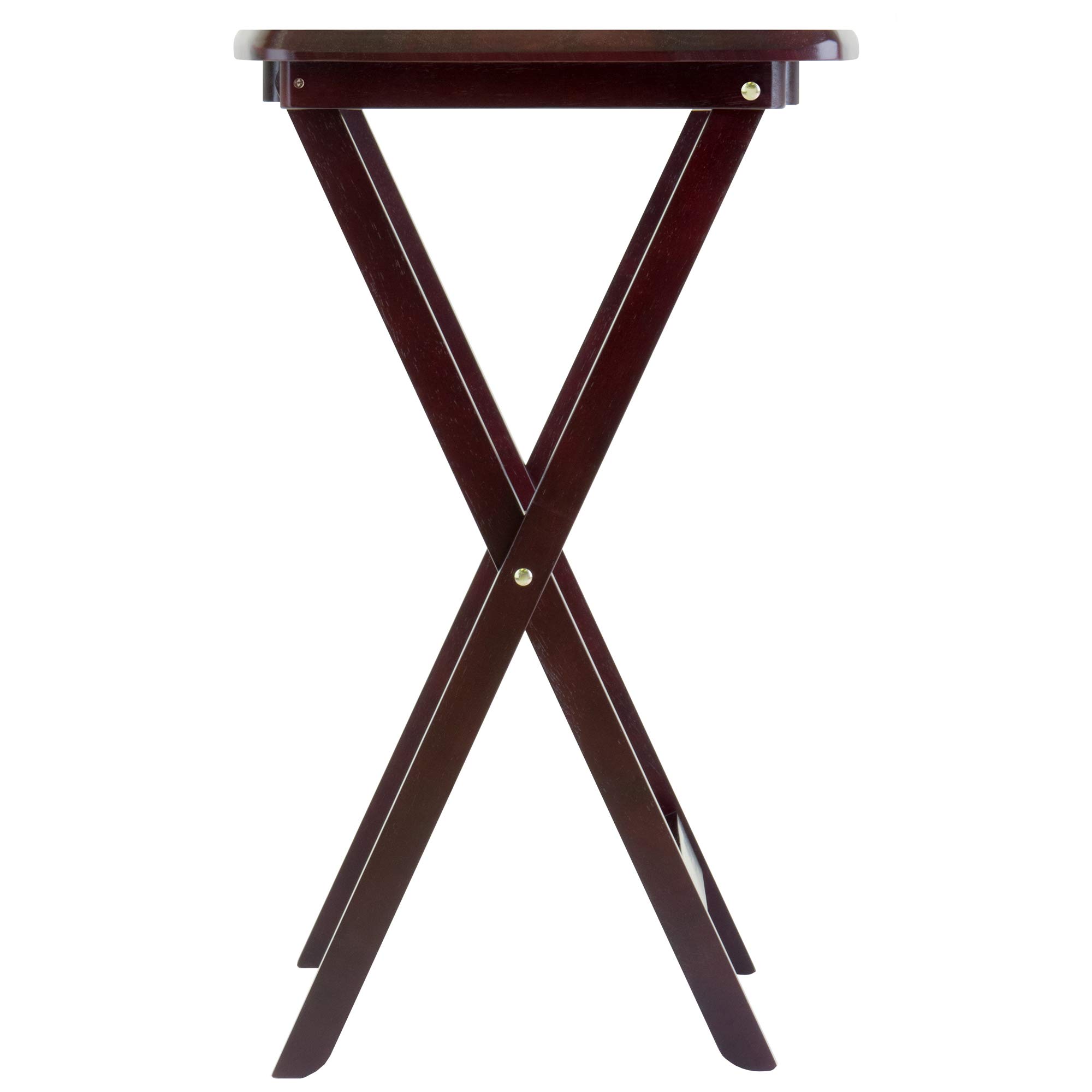 Winsome Dylan Set of 4 Oversized Foldable Snack Tables with Storage Rack, 26" in Espresso, Easy to Store Portable Fold Up Table Set for Kitchen, Living Room TV Dining, Crafts, Puzzles, Work From Home - Image 8