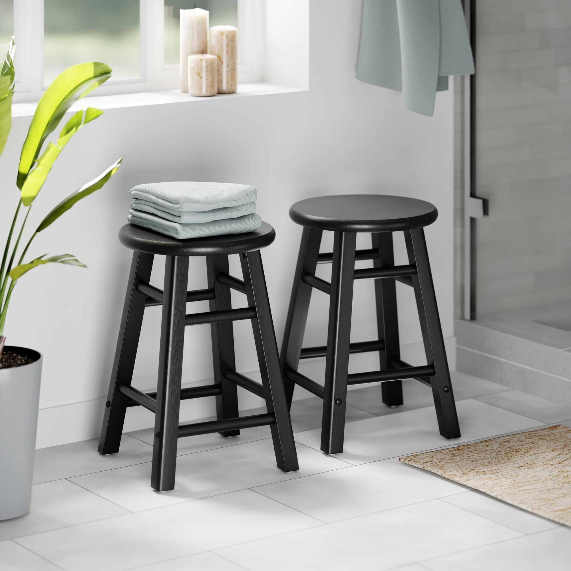Winsome Element 2-Piece Counter Stool Set, Classic Backless Bar Chairs for Kitchen & Dining Room Seating, Timeless Essential Furniture for Home, Dorm, Apartments - Image 15
