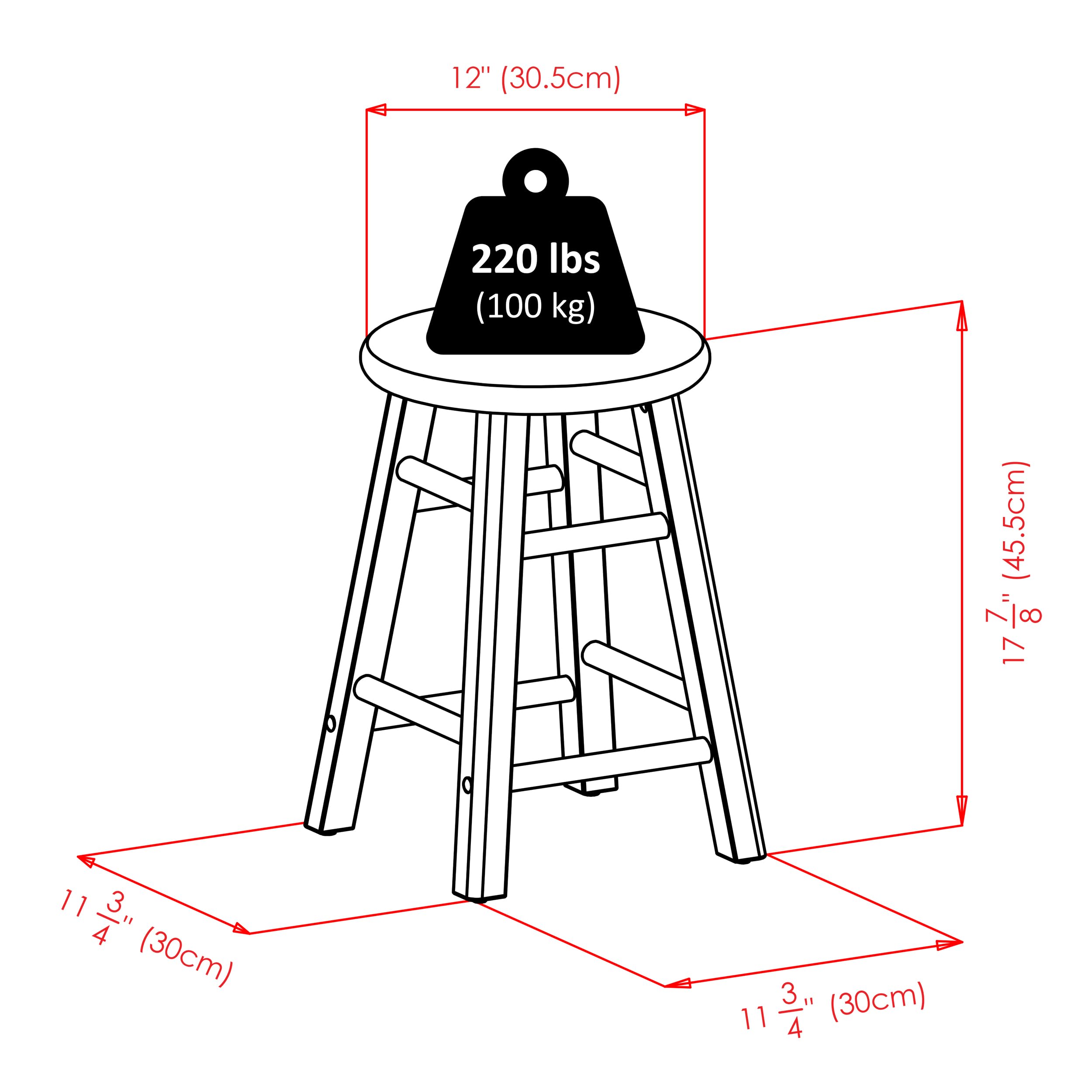Winsome Element 2-Piece Counter Stool Set, Classic Backless Bar Chairs for Kitchen & Dining Room Seating, Timeless Essential Furniture for Home, Dorm, Apartments - Image 3