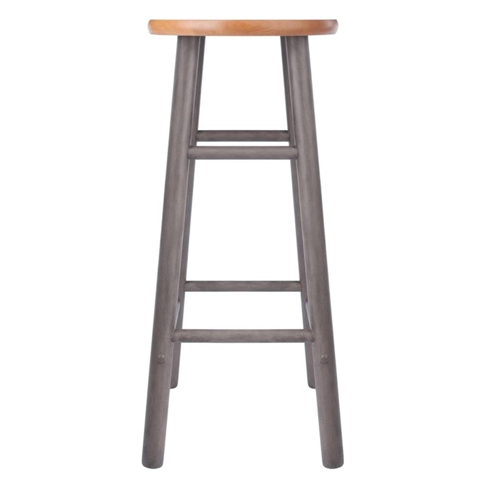 Winsome Huxton 2-Piece Bar Stools, 29 in, Teak Seat with Oyster Gray Base, Solid Wood - Image 10
