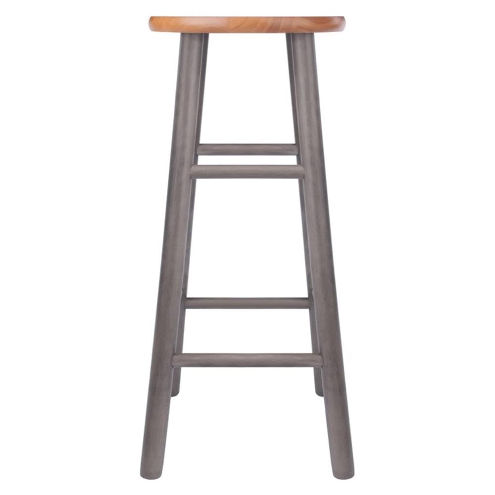 Winsome Huxton 2-Piece Bar Stools, 29 in, Teak Seat with Oyster Gray Base, Solid Wood - Image 5