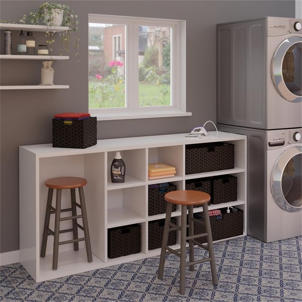 Winsome Huxton 2-Piece Counter Stools, 24 in, Teak Seat with Oyster Gray Base, Solid Wood - Image 10