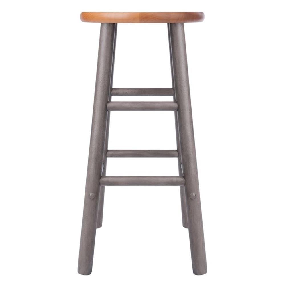 Winsome Huxton 2-Piece Counter Stools, 24 in, Teak Seat with Oyster Gray Base, Solid Wood - Image 7