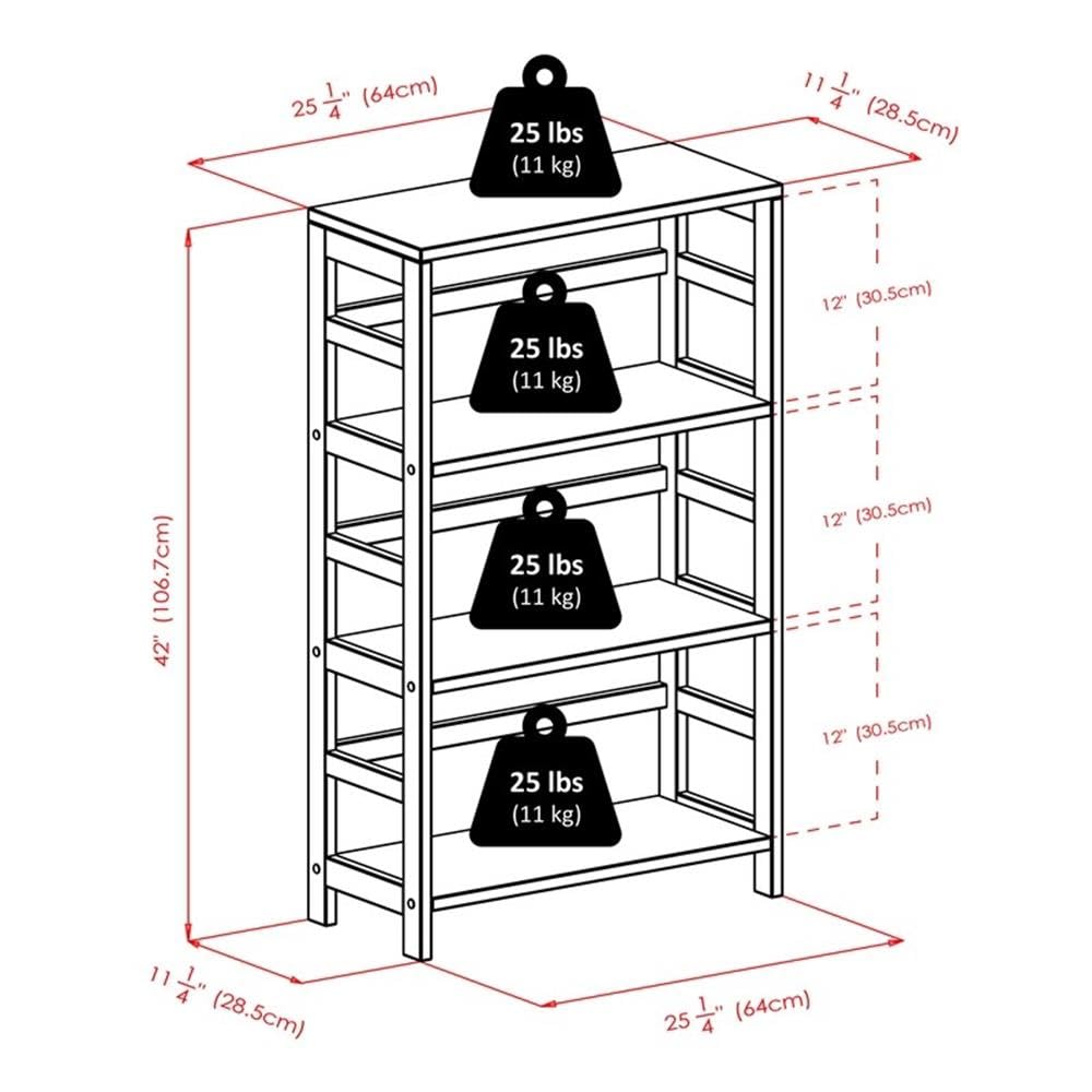Winsome Leo 3-Tier Wide Storage Shelf with 6 Foldable Woven Baskets, for Living Room, Home Office, Bedroom, Espresso - Image 3