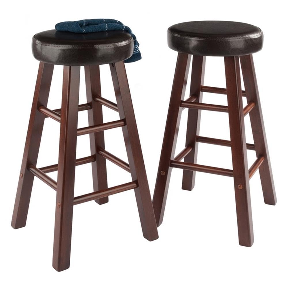 Winsome Maria 2-Piece Counter Stool Set, 25In Height, Faux Leather Cushion Seat, Walnut Finish - Image 10