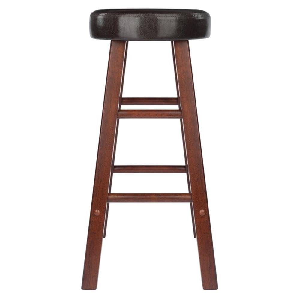 Winsome Maria 2-Piece Counter Stool Set, 25In Height, Faux Leather Cushion Seat, Walnut Finish - Image 4