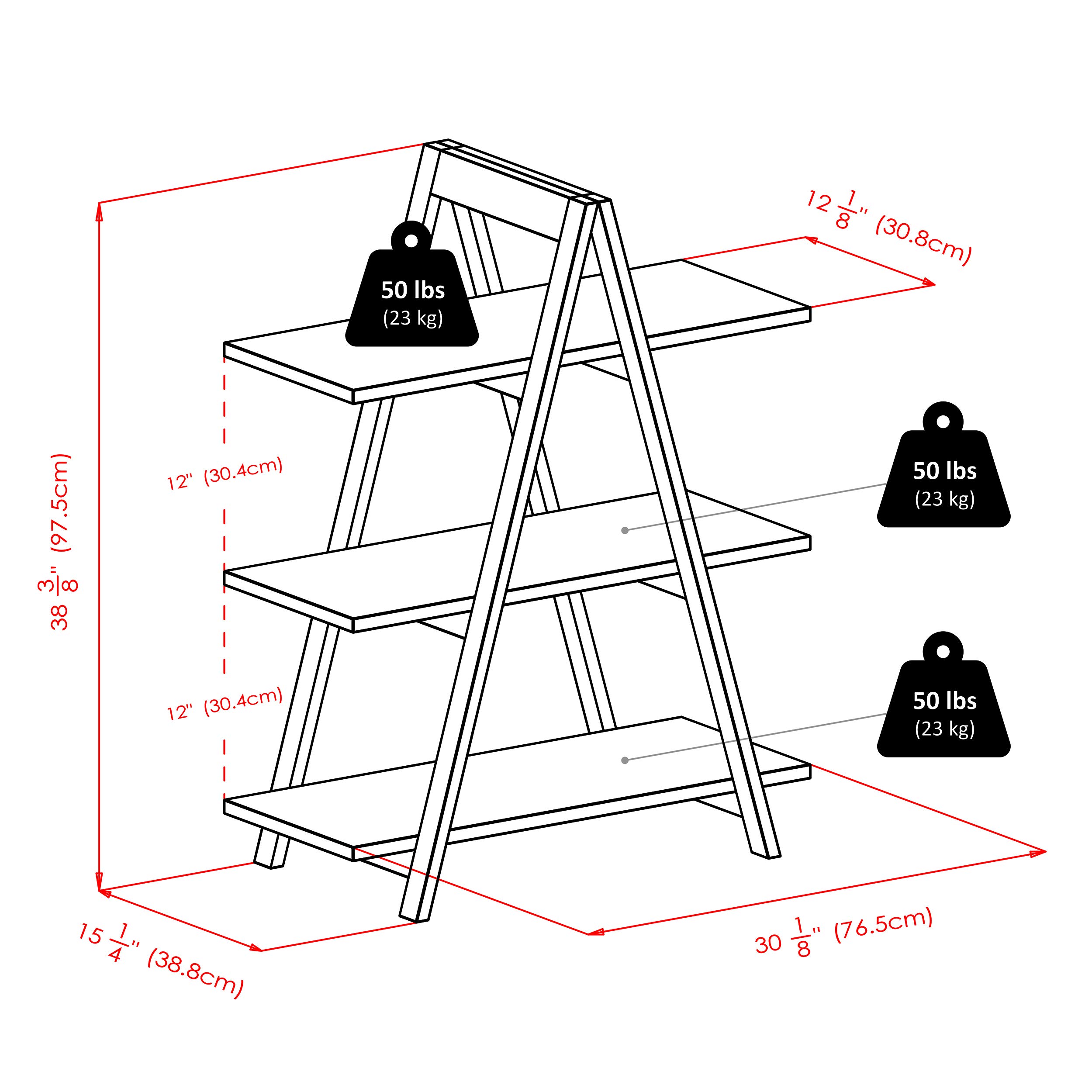 Winsome MDF A-Frame 3-Tier Shelf, Black (20130) - Image 3