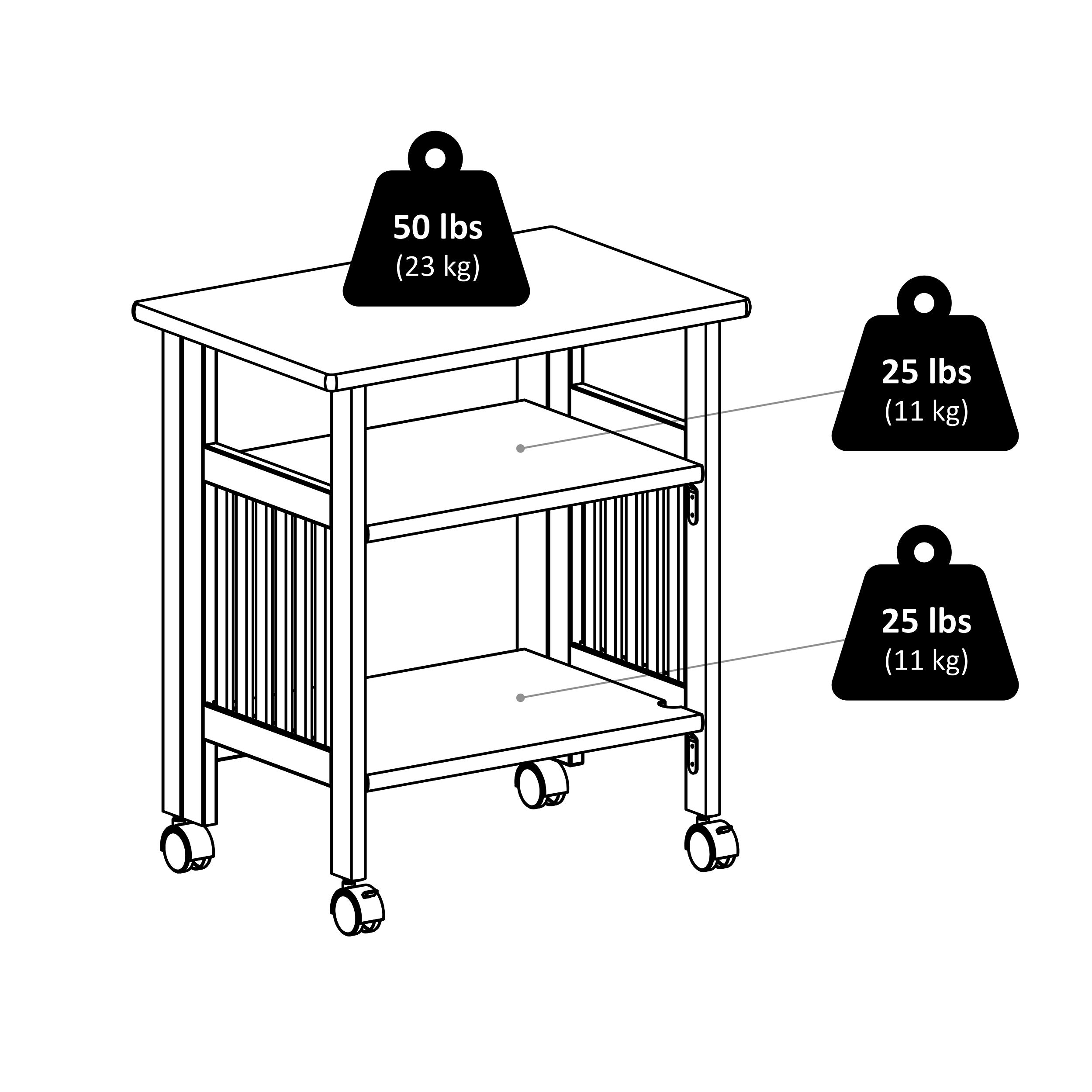 Winsome Mission 2-Shelf Wood Mobile Printer Stand, Brown (81628) - Image 16