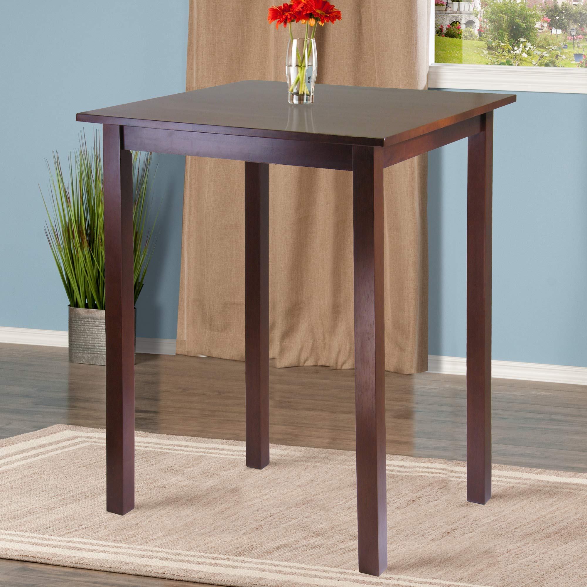 Winsome Parkland 3-Pc High Dining Table with 2 Square Leg Bar Stools, Walnut - Image 3