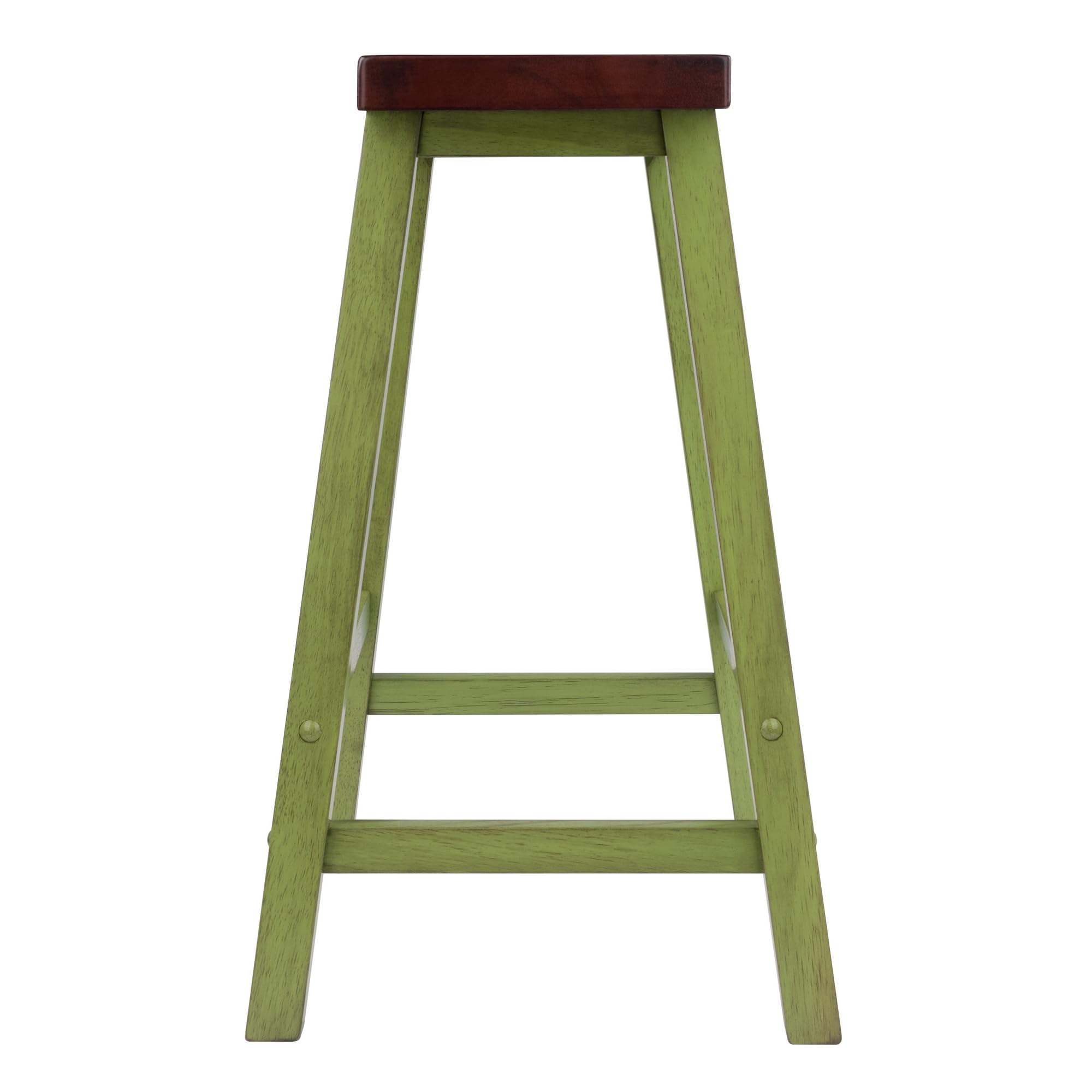 Winsome Satori Saddle Seat 24In Counter Stool Rustic Green and Walnut Finish - Image 5