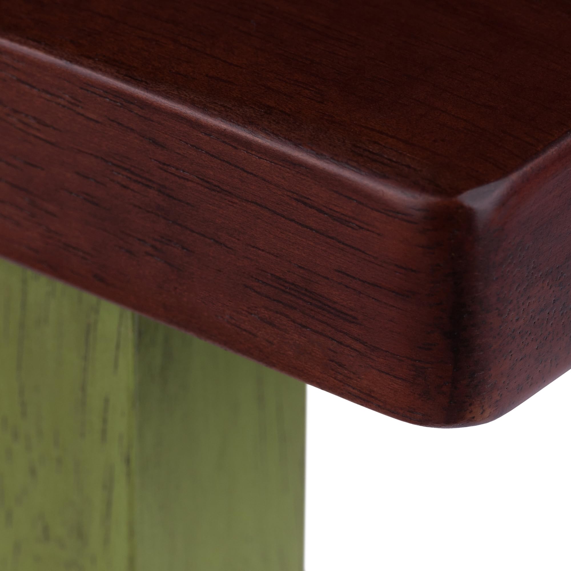 Winsome Satori Saddle Seat 24In Counter Stool Rustic Green and Walnut Finish - Image 7