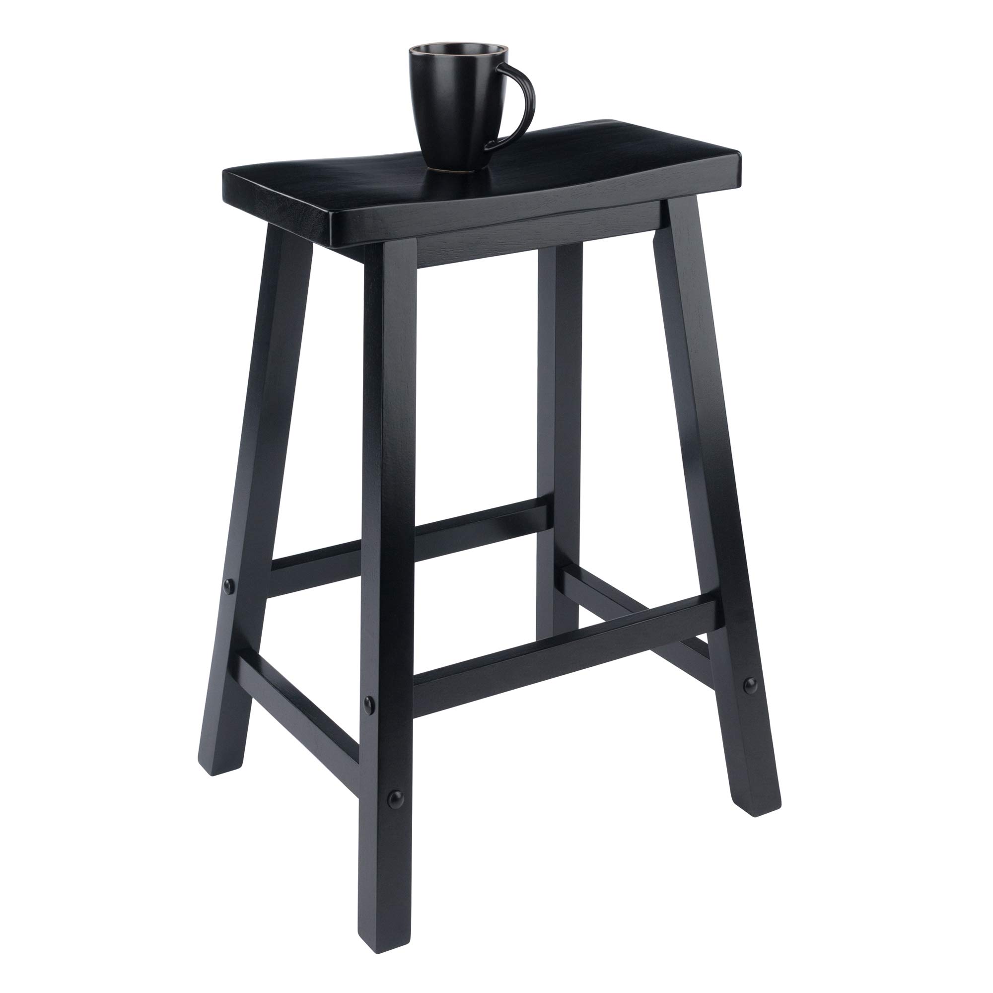 Winsome Satori Saddle Seat Counter Stool, 24" in Black, Classic Backless Bar Chairs for Kitchen & Dining Room Seating, Timeless Essential Furniture for Home, Dorm, Apartments - Image 6