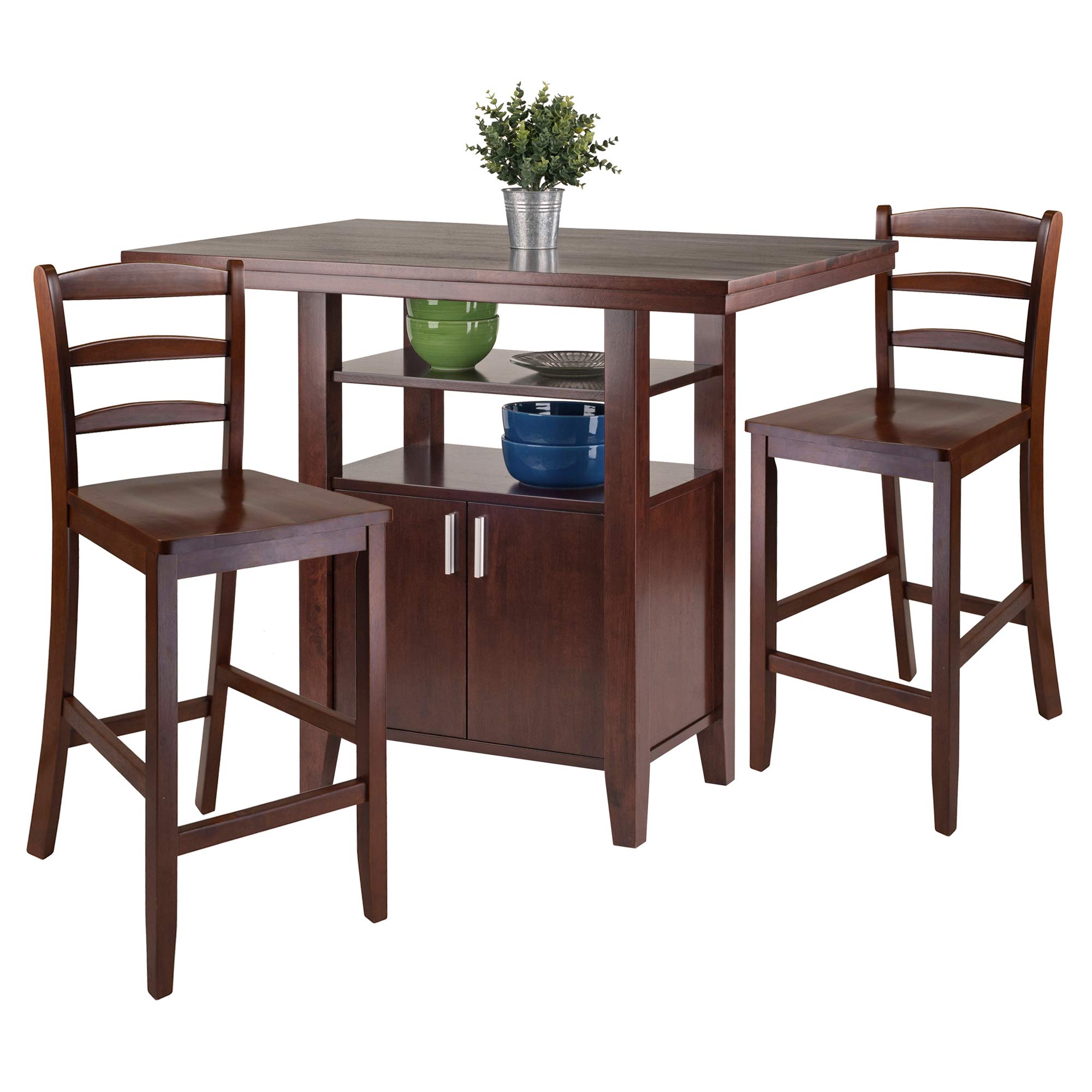 Winsome Wood Albany 3-Pc Set High Table w/Ladder Back Counter Stools - Image 15