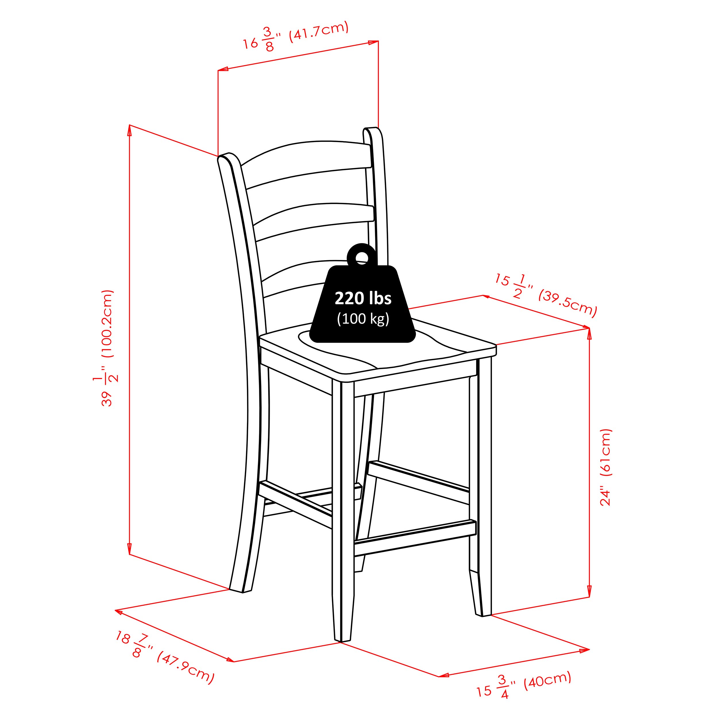 Winsome Wood Albany 3-Pc Set High Table w/Ladder Back Counter Stools - Image 18