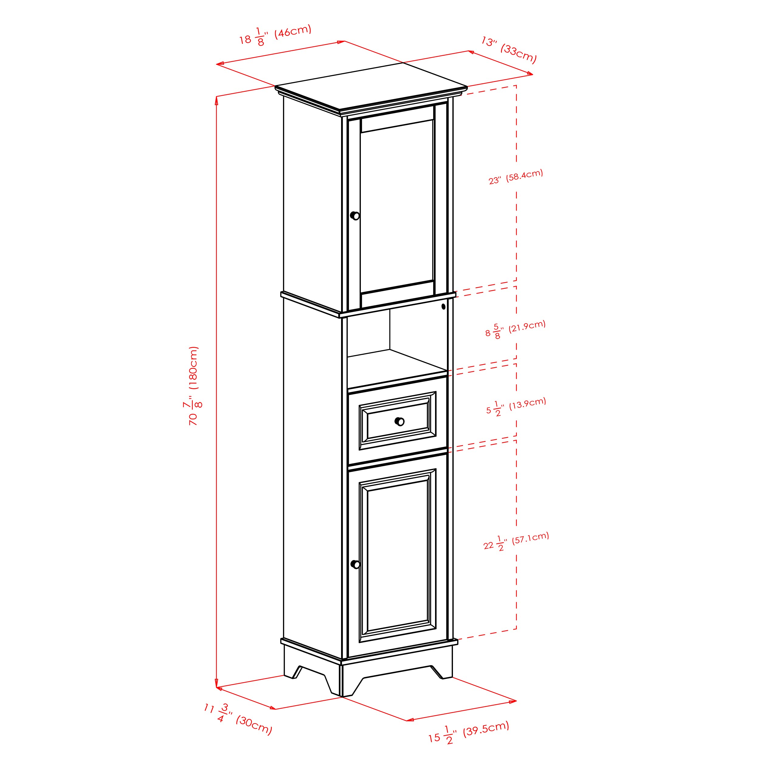 Winsome Wood Alps Tall Cabinet with Glass Door and Drawer - Image 3