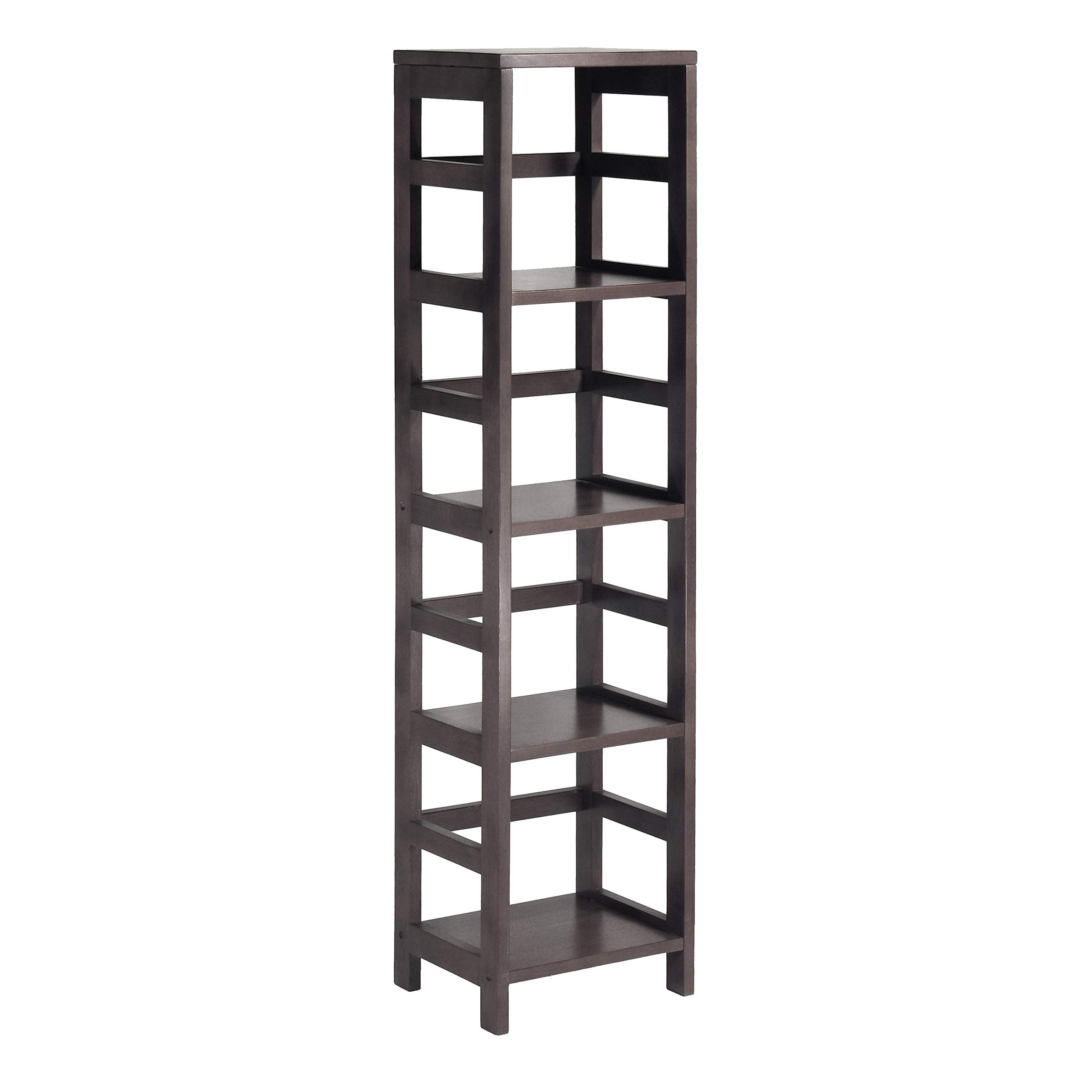 Winsome Wood Capri Wood 4 Section Storage Shelf with 4 Black Fabric Foldable Baskets - Image 4
