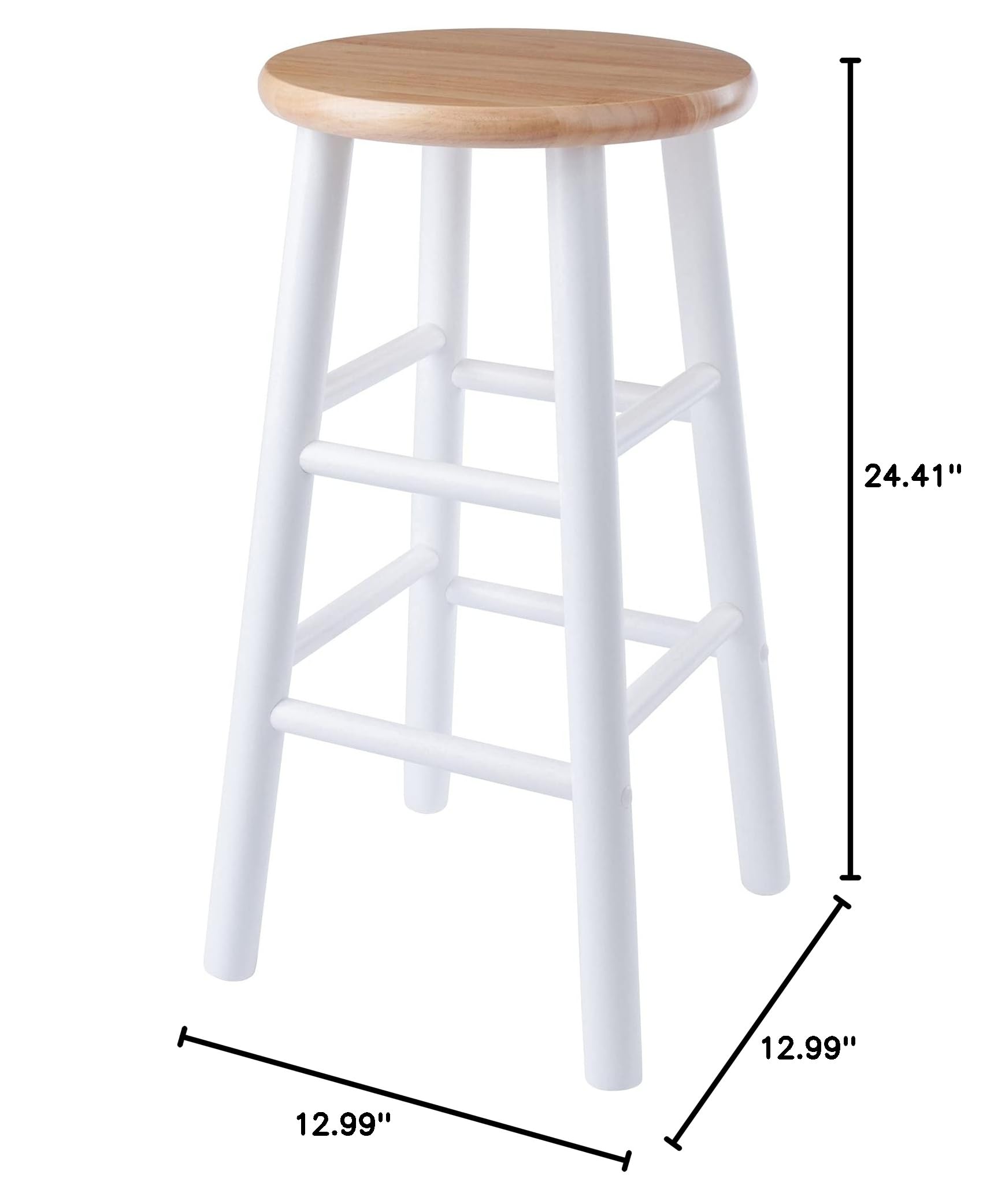 Winsome Wood Huxton 2-Pc Counter Stool Set, Natural and White Finish, 24" - Image 3