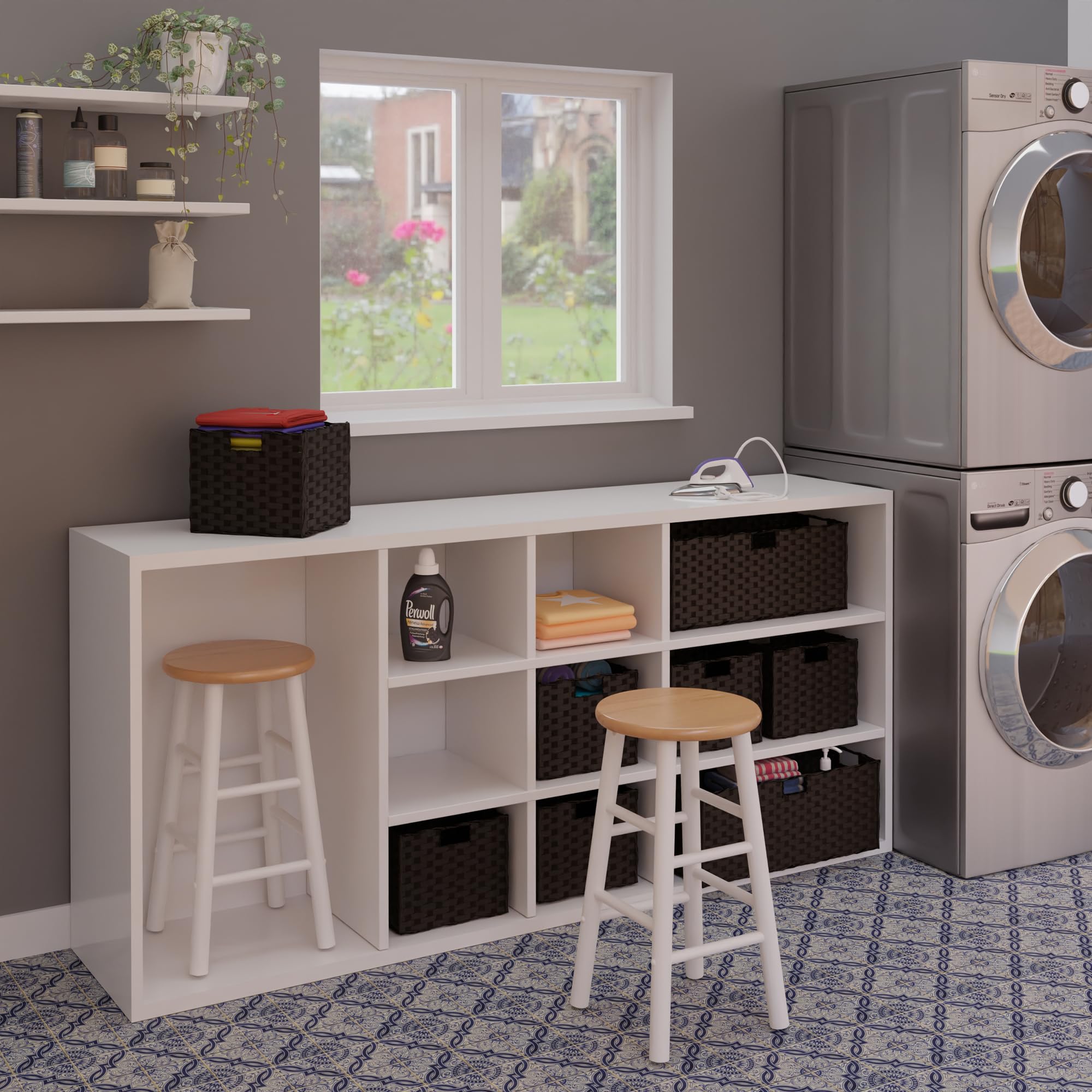 Winsome Wood Huxton 2-Pc Counter Stool Set, Natural and White Finish, 24" - Image 7