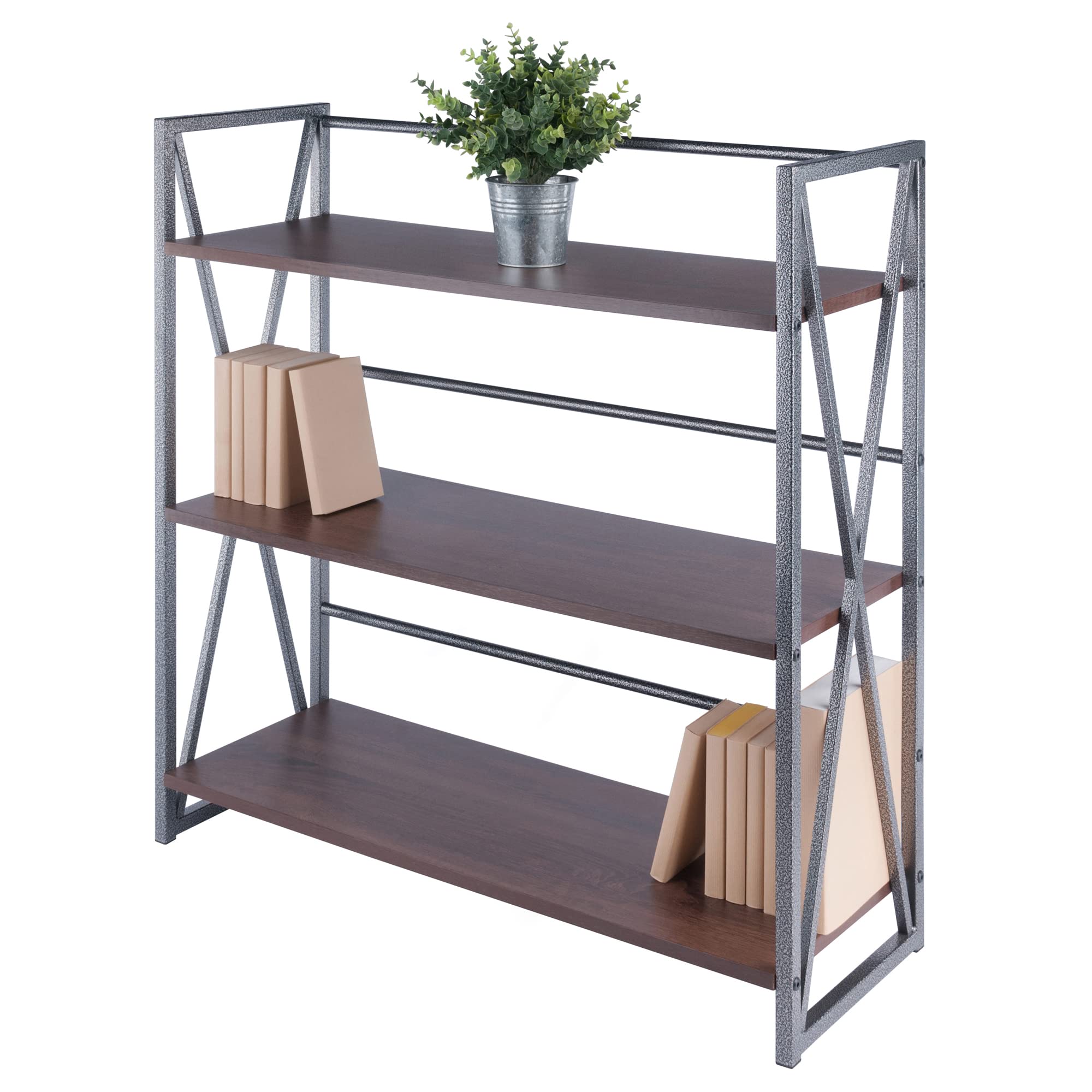 Winsome Wood Isa 3-Tier Shelf, Graphite and Walnut - Image 7