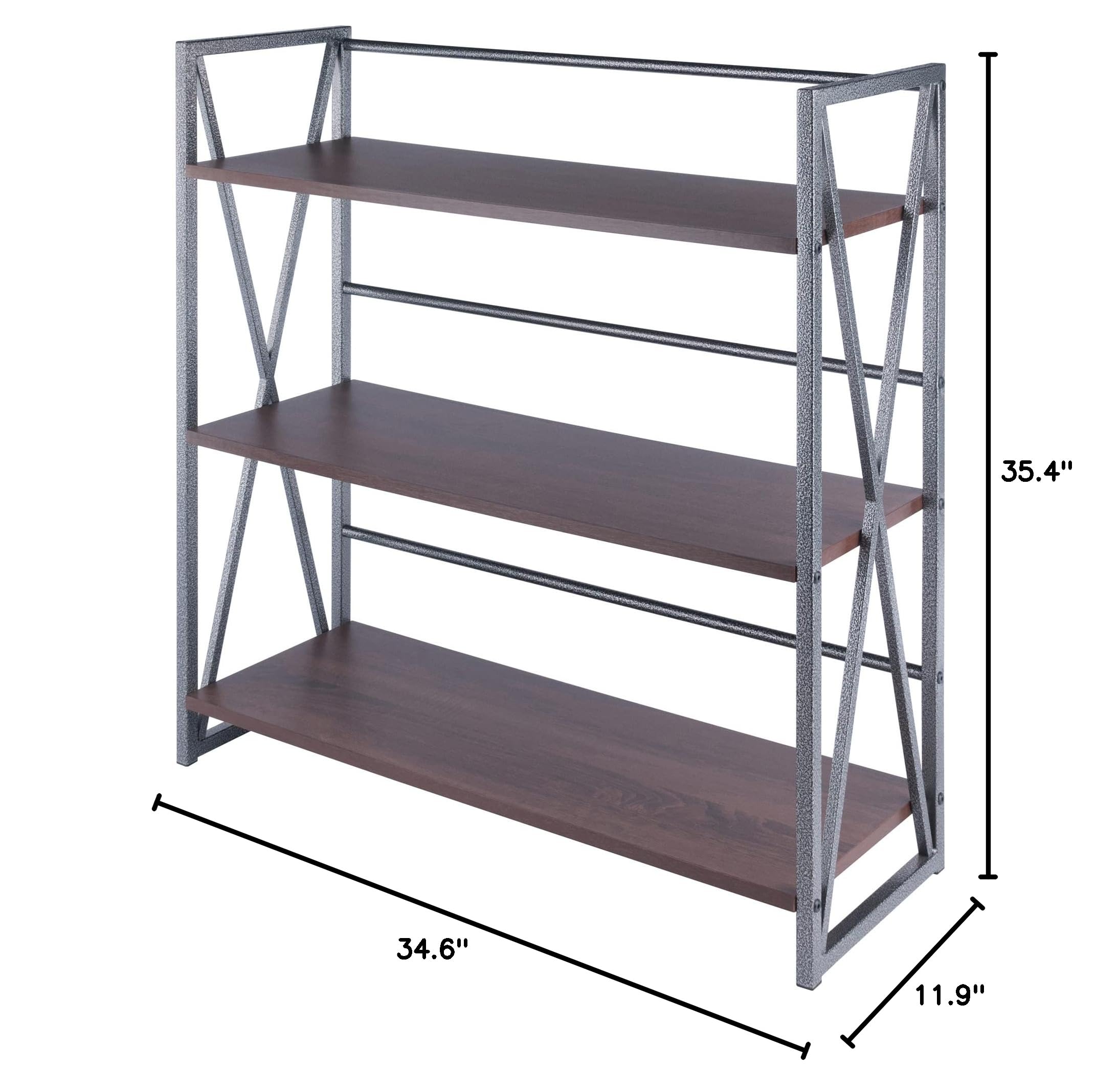 Winsome Wood Isa 3-Tier Shelf, Graphite and Walnut - Image 9