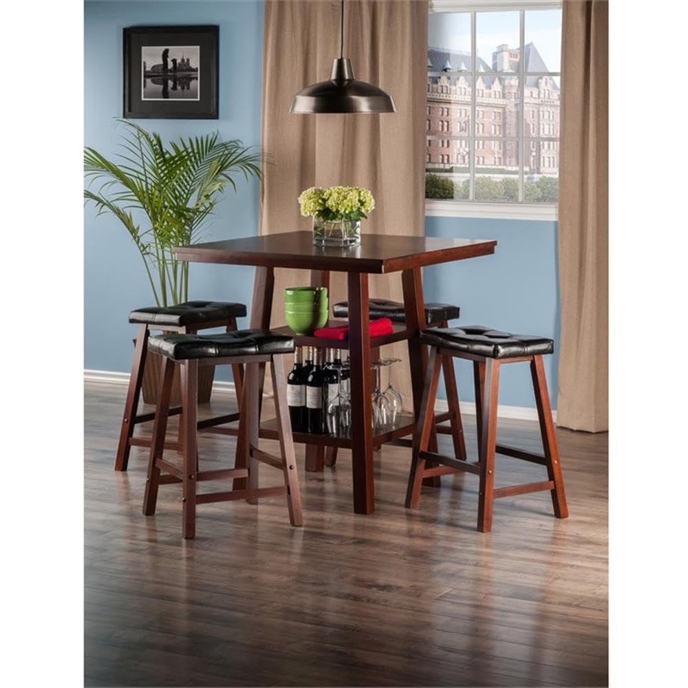 Winsome Wood Orlando 3-Pc Set High Table, 2 Shelves w/ 4 Cushion Seat Stools - Image 5