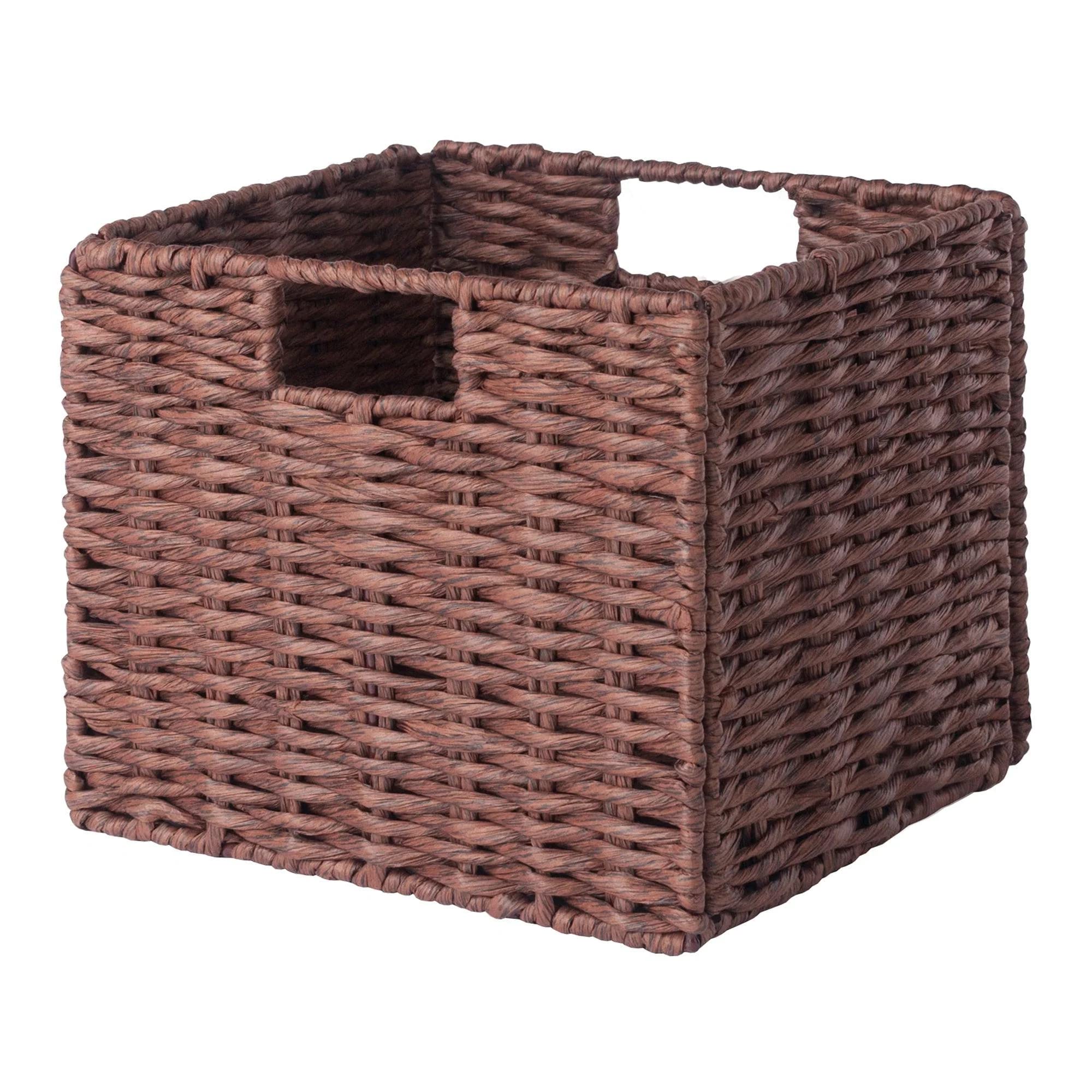 Winsome Wood Tessa 2-Pc Foldable Woven Rope Basket Set, Walnut - Image 3