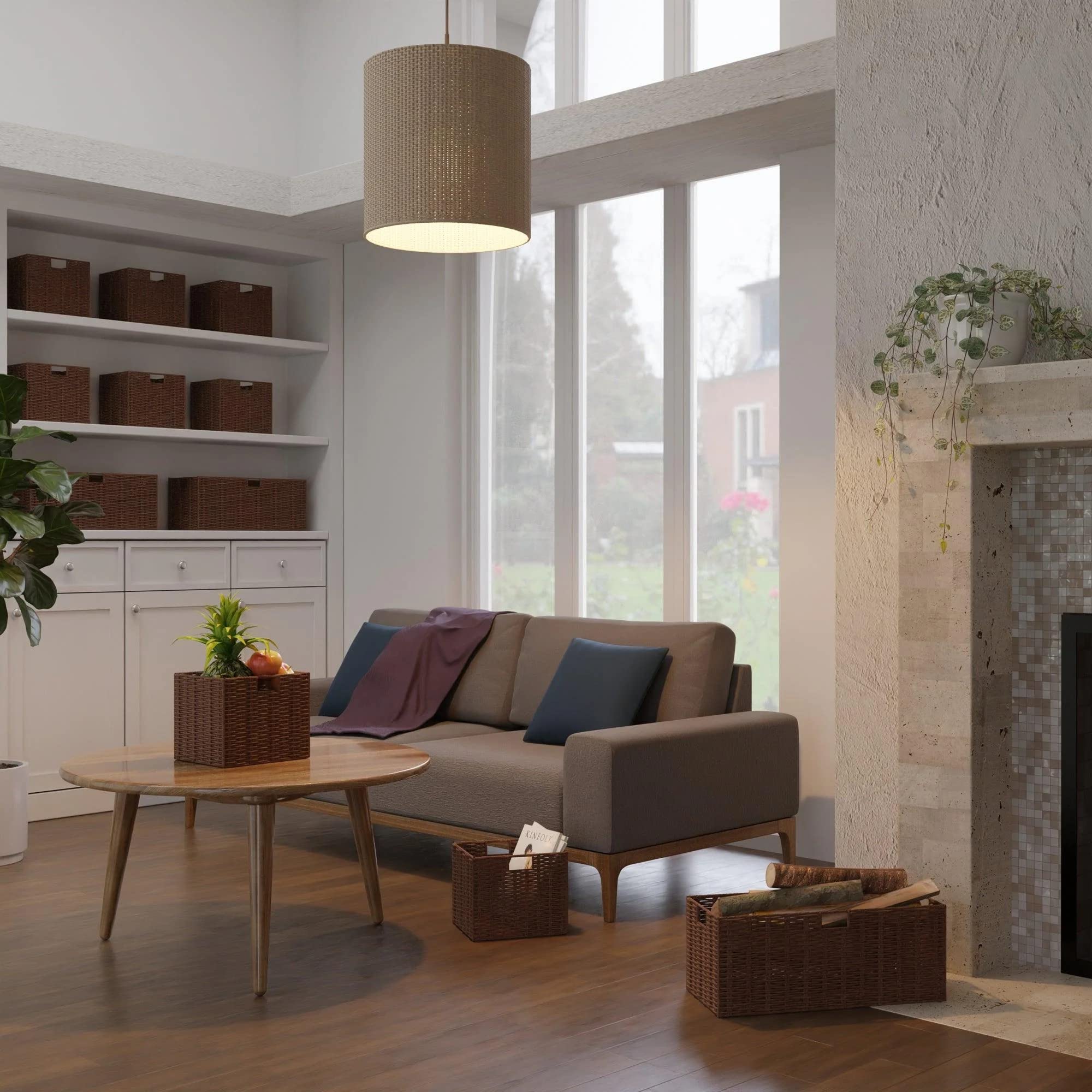 Winsome Wood Tessa 2-Pc Foldable Woven Rope Basket Set, Walnut - Image 4