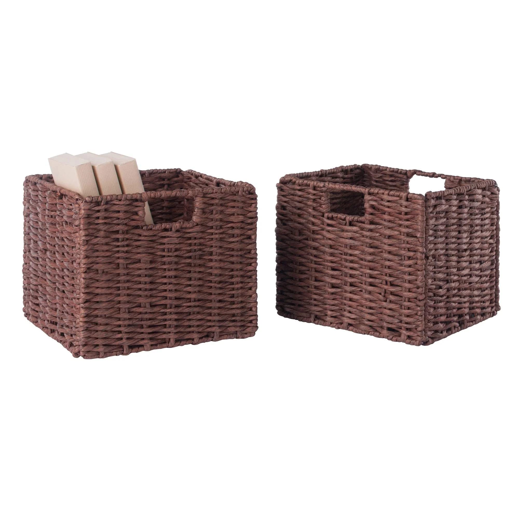 Winsome Wood Tessa 2-Pc Foldable Woven Rope Basket Set, Walnut - Image 7