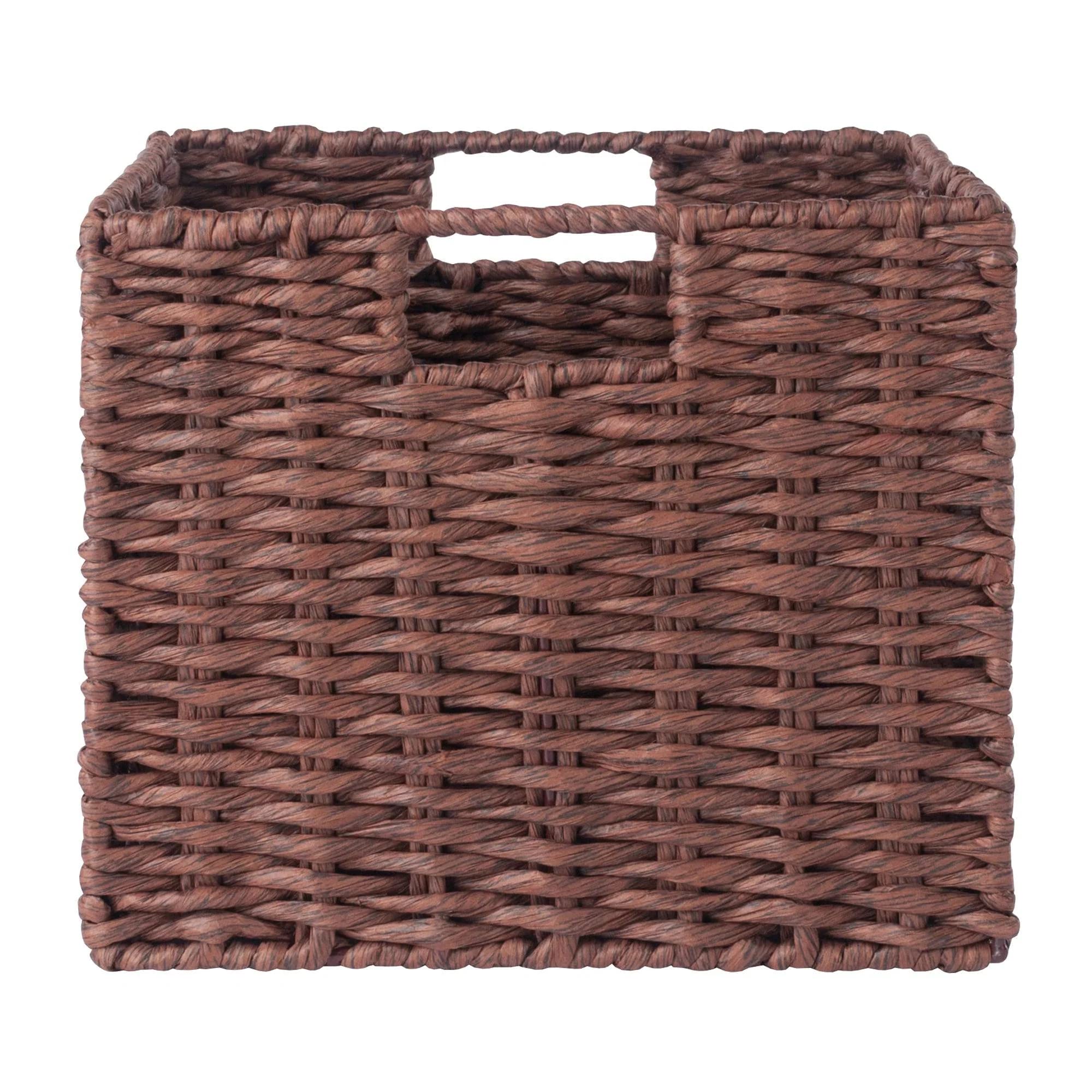 Winsome Wood Tessa 2-Pc Foldable Woven Rope Basket Set, Walnut - Image 8